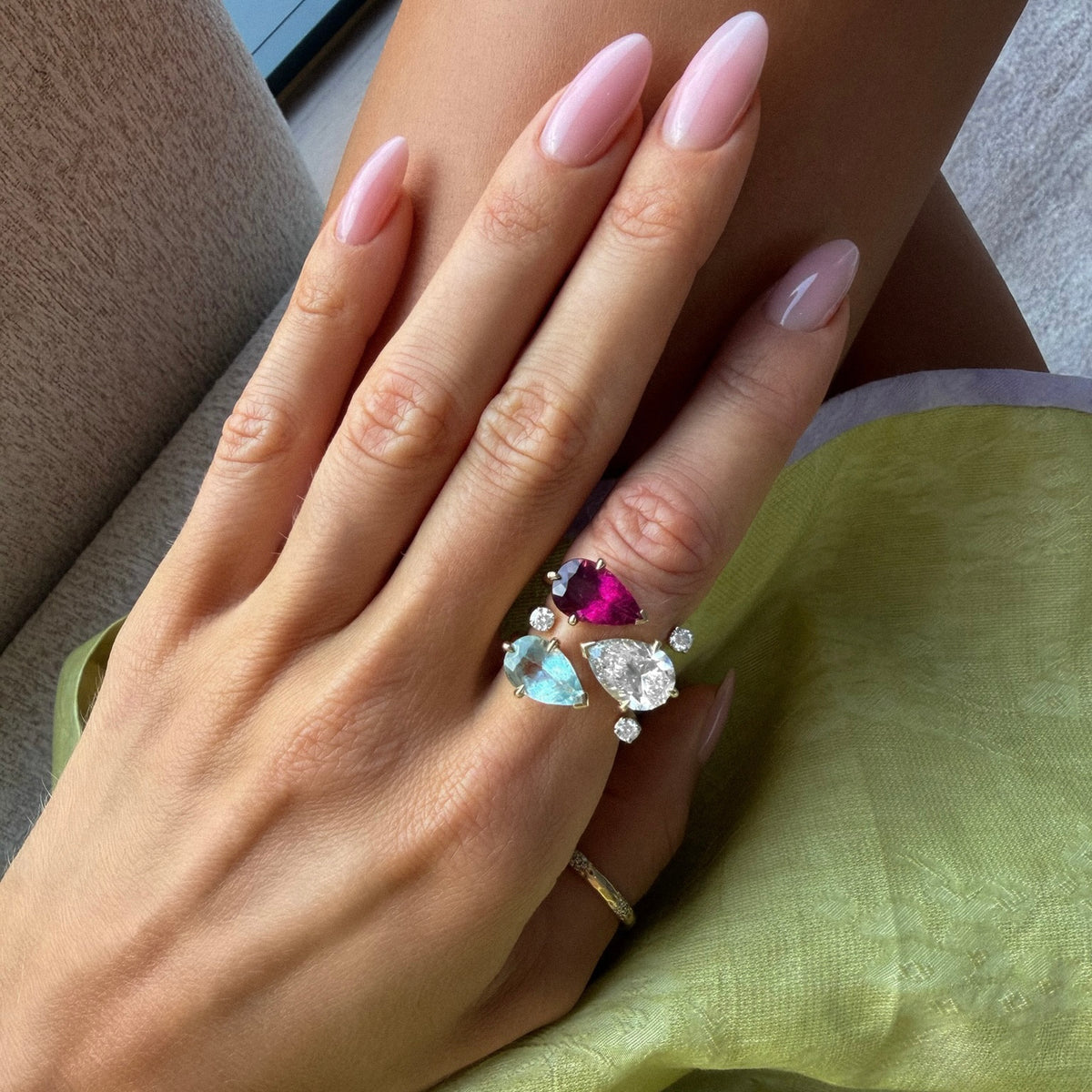 Marine Aquamarine and Diamond Nexus Ring