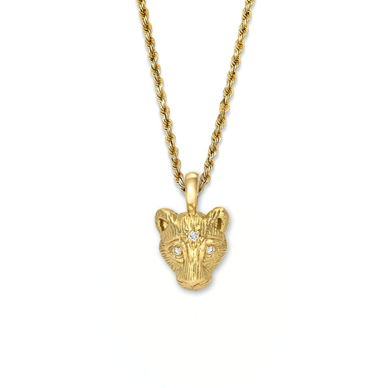 Lioness Necklace Yellow Gold Pendant Only by Logan Hollowell Jewelry