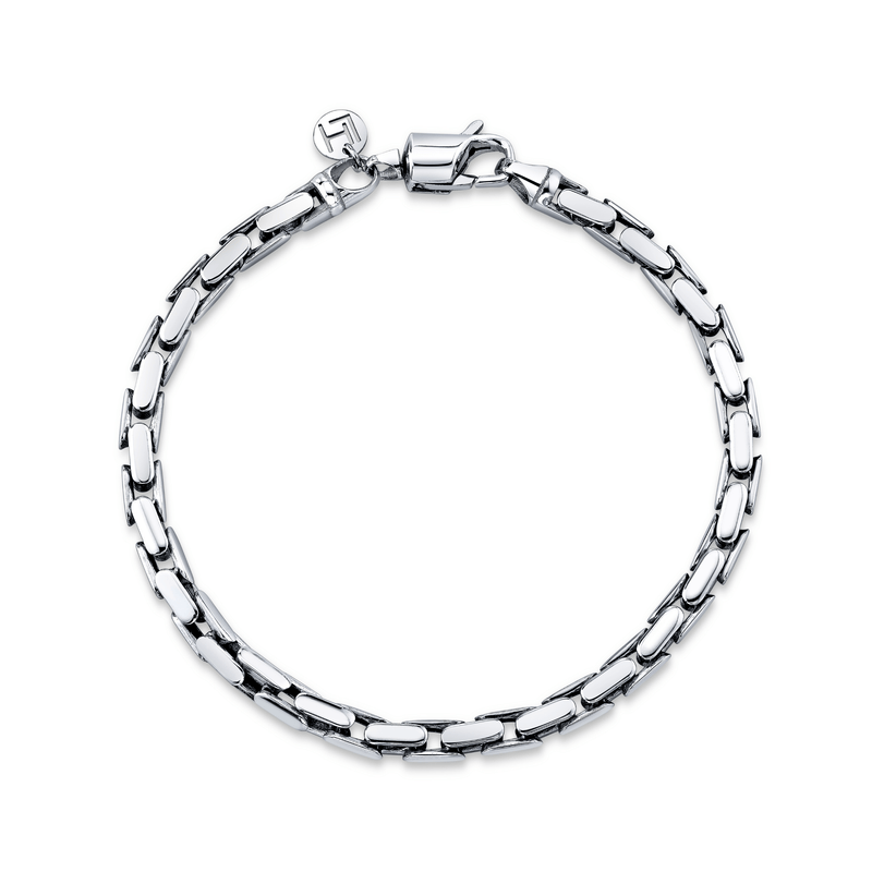 Men's Hollow Chain Bracelet White Gold 8" by Logan Hollowell Jewelry