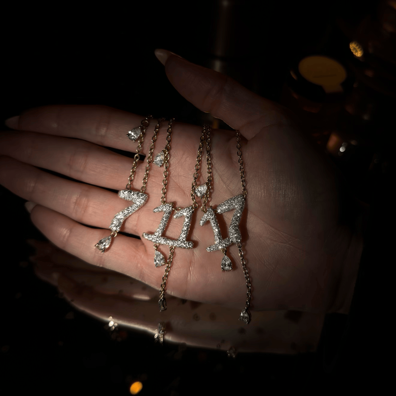 17 Pavé Diamond Numerology Necklace by Logan Hollowell Jewelry