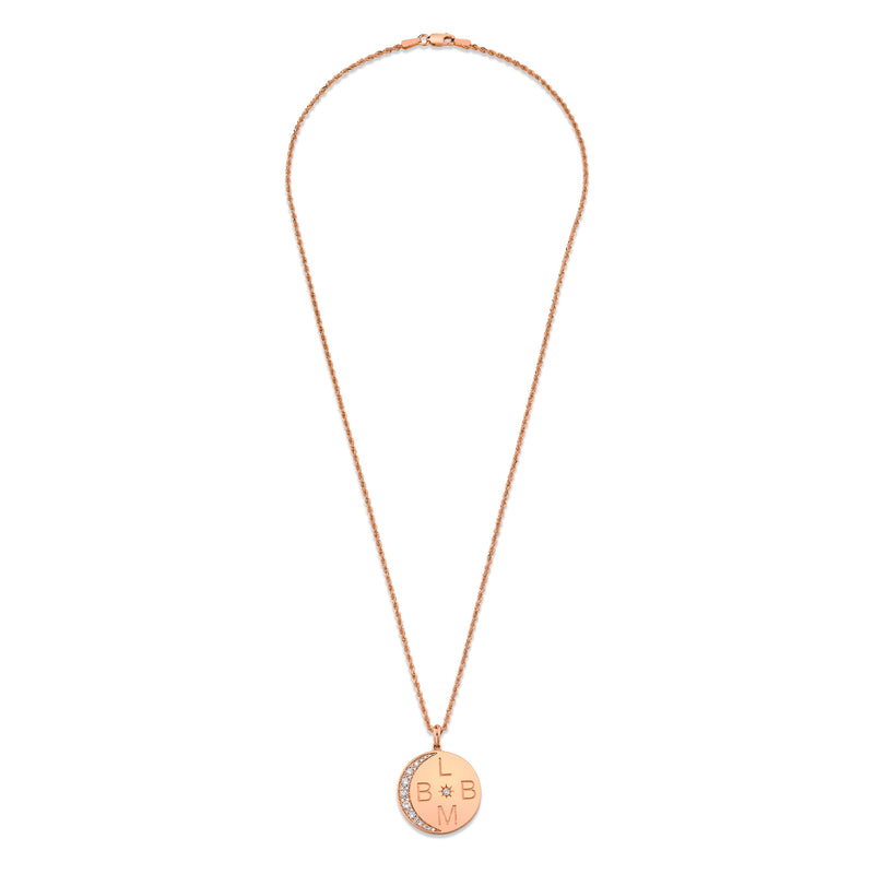 Classic 4 Initial "Love You To The Moon" Necklace with Star Set Diamond by Logan Hollowell Jewelry
