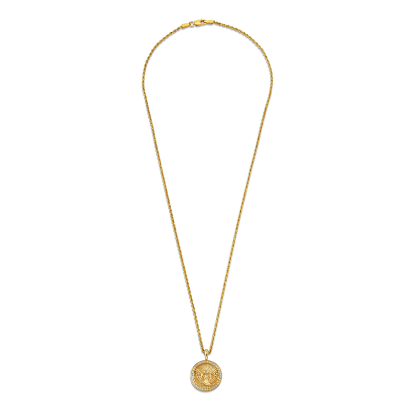 Mini Lady Isis Diamond Pavé Halo Coin Pendant | Ready to Ship by Logan Hollowell Jewelry