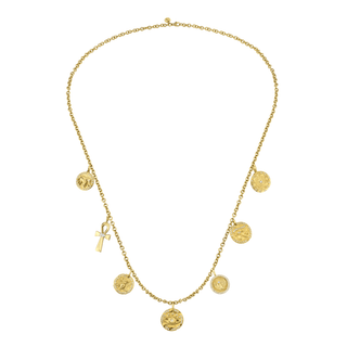The Seven Pendant Coin Necklace Yellow Gold   by Logan Hollowell Jewelry