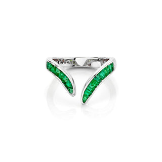 Baby Baguette Emerald Tusk Ring White Gold 3  by Logan Hollowell Jewelry