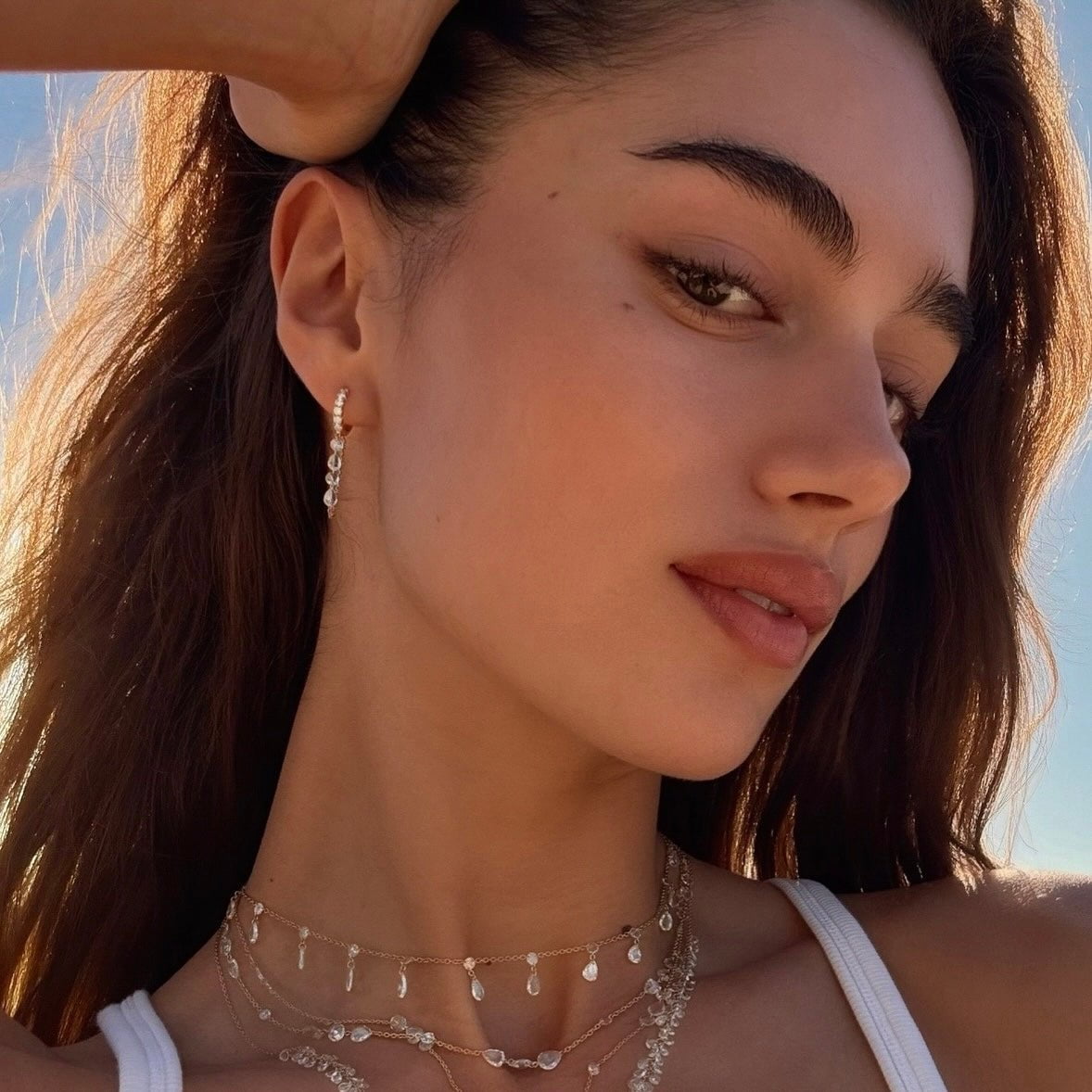 Mini Eau de Rose Cut Diamond Iris Chain Earrings by Logan Hollowell Jewelry