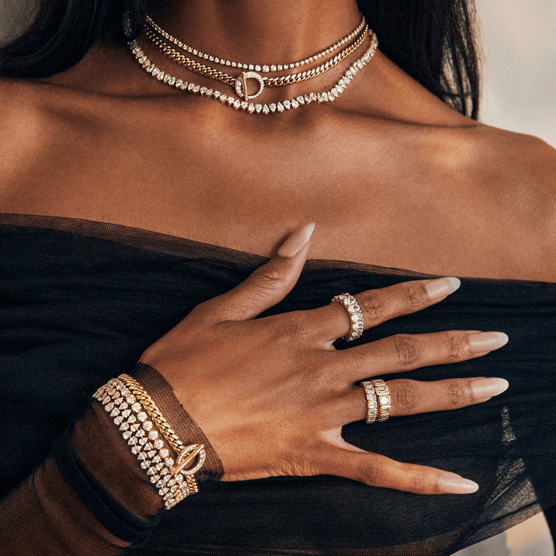 Reverse Water Drop Moissanite Tennis Bracelet by Logan Hollowell Jewelry