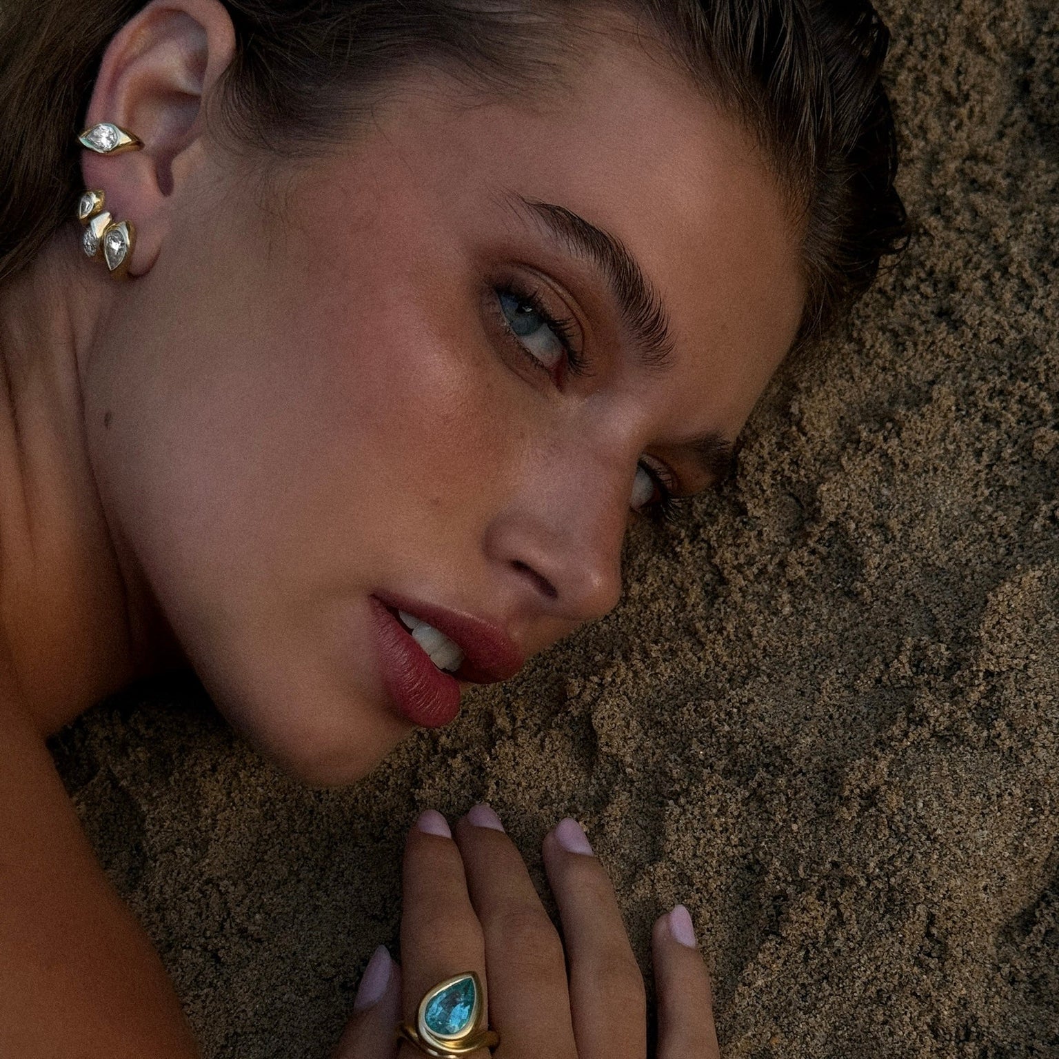 Diamond Water Drop Ear Cuff by Logan Hollowell Jewelry