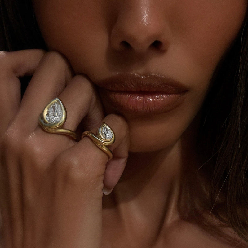 Enigma Petite Water Drop Diamond Ring by Logan Hollowell Jewelry