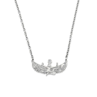 Diamond Bezel Isis Necklace White Gold   by Logan Hollowell Jewelry