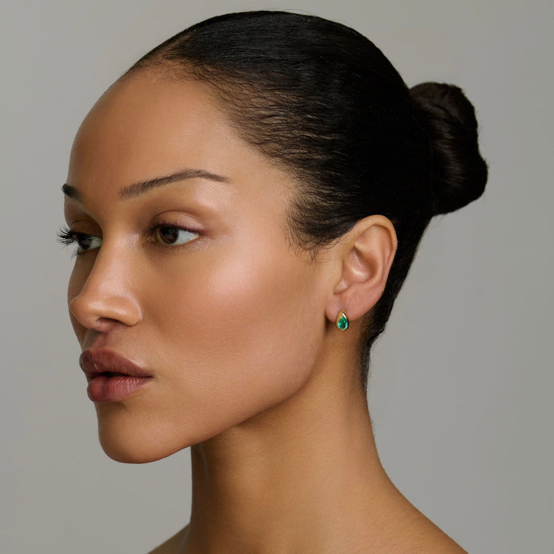Colombian Emerald Reverse Water Drop Stuggies by Logan Hollowell Jewelry