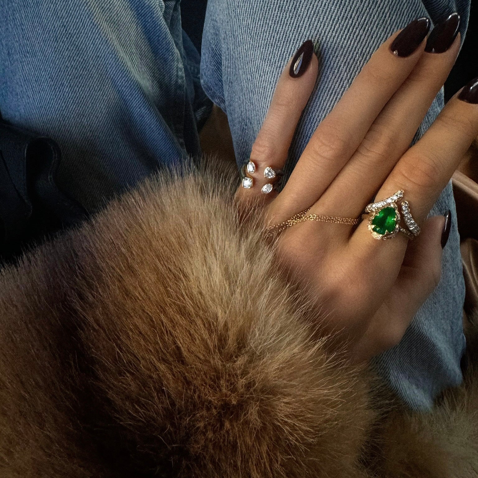 Petite Fortuna Diamond Ring by Logan Hollowell Jewelry