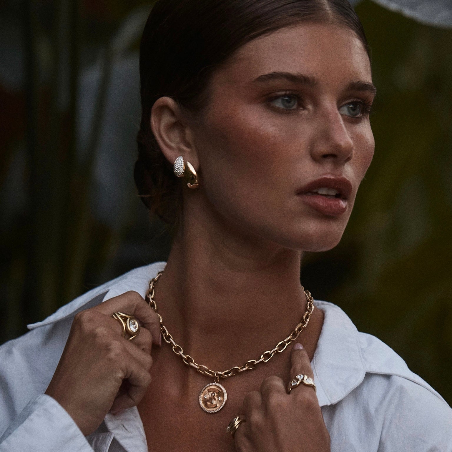 Medium Pavé Diamond Tusk Earrings by Logan Hollowell Jewelry