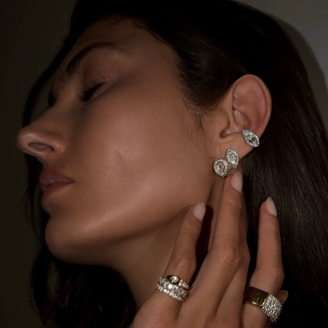Pavé Marquise Diamond Stuggies by Logan Hollowell Jewelry