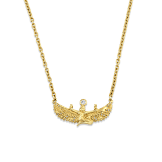 Diamond Bezel Isis Necklace Yellow Gold   by Logan Hollowell Jewelry