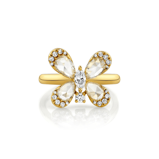 Eau de Rose Cut Diamond Butterfly Ring | Ready to Ship Yellow Gold 2.75  by Logan Hollowell Jewelry