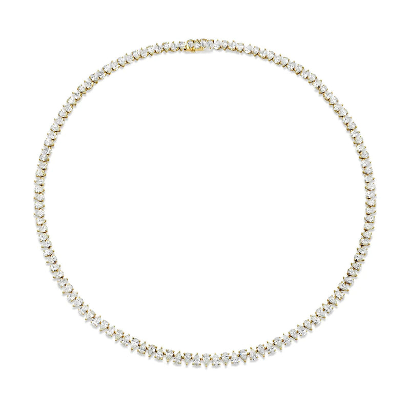 Petite Reverse Water Drop Diamond Tennis Necklace by Logan Hollowell Jewelry