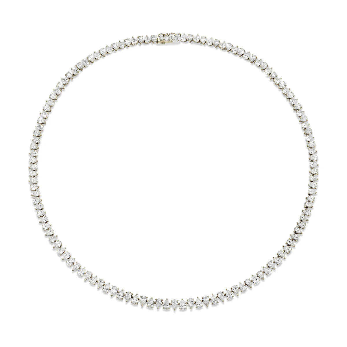 Petite Reverse Water Drop Diamond Tennis Necklace 18k White Gold 14-16" by Logan Hollowell Jewelry