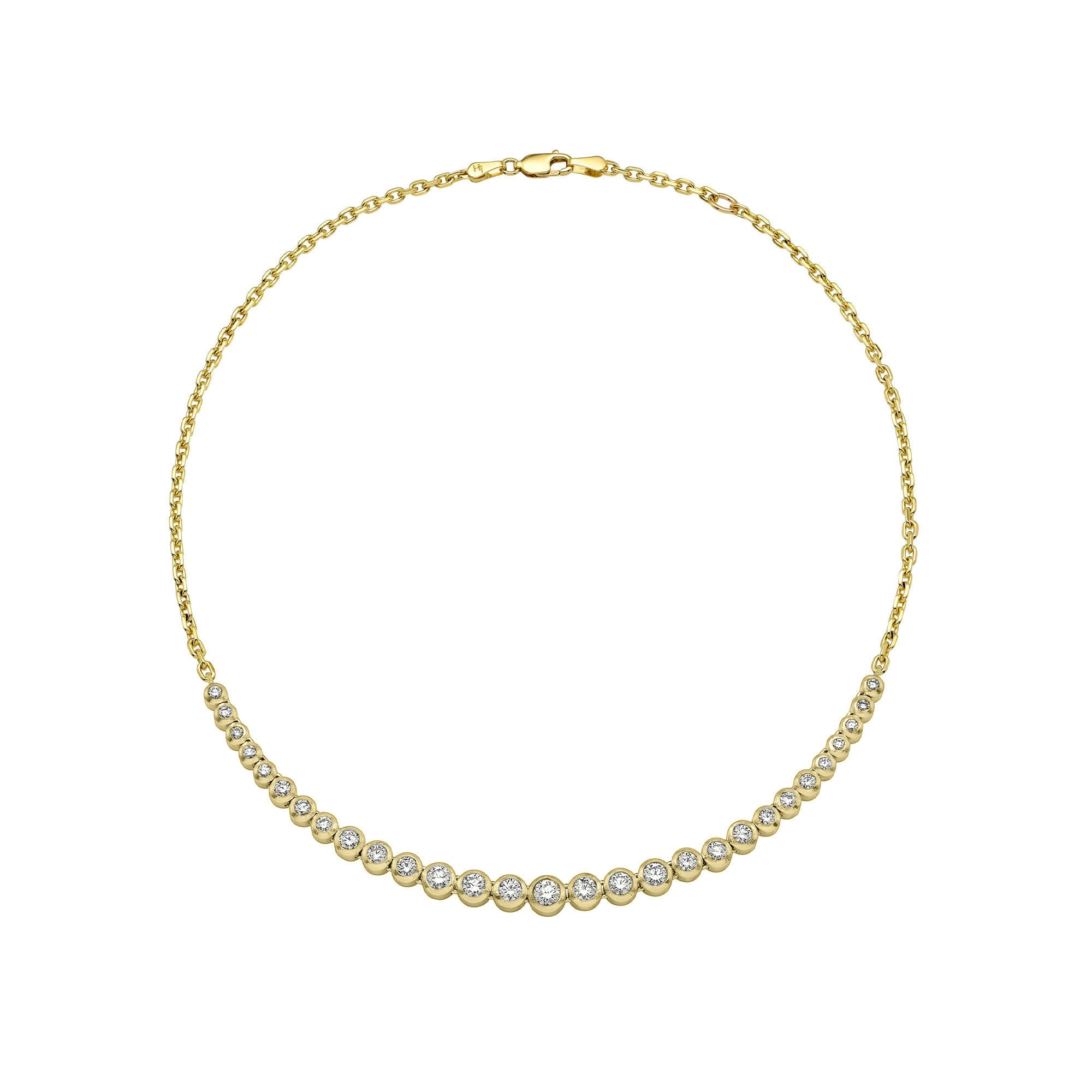 Two Tone Diamond Bubble Link Necklace Yellow Gold by Logan Hollowell Jewelry