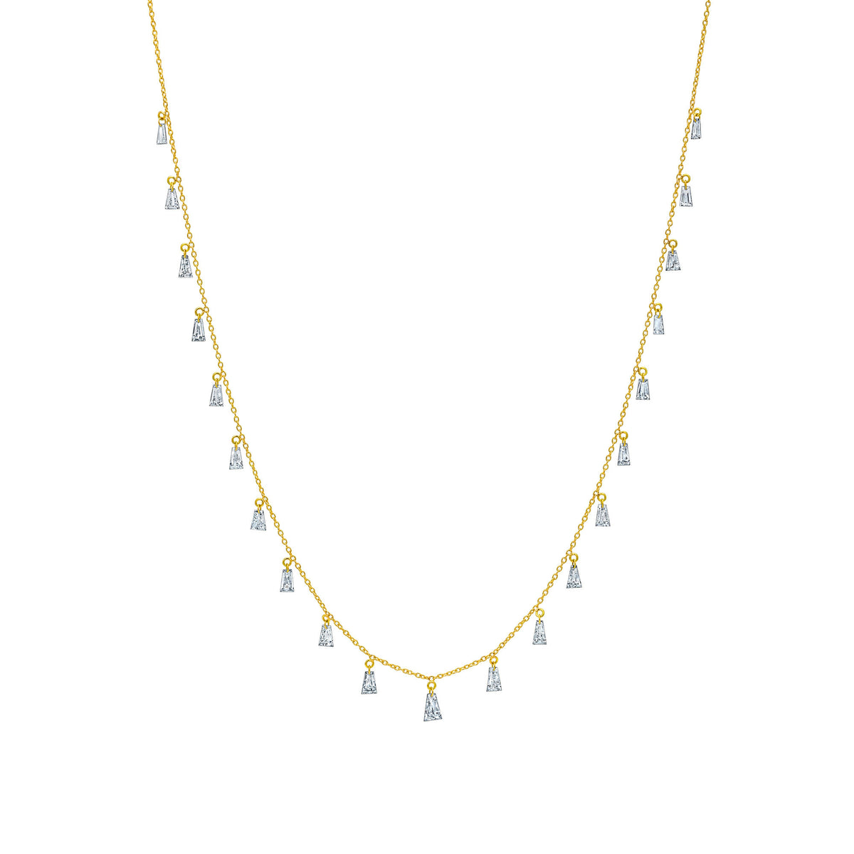 Stardust Baguette Diamond Dangle Necklace Yellow Gold by Logan Hollowell Jewelry