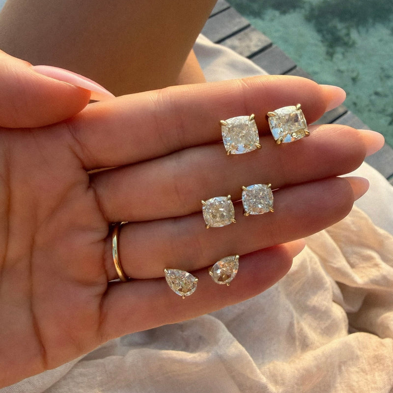 Yellow Diamond Pear Martini Studs by Logan Hollowell Jewelry