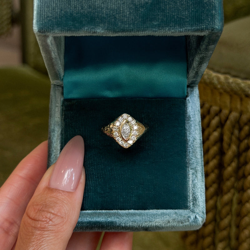 Cloud Queen Signet Diamond Ring by Logan Hollowell Jewelry