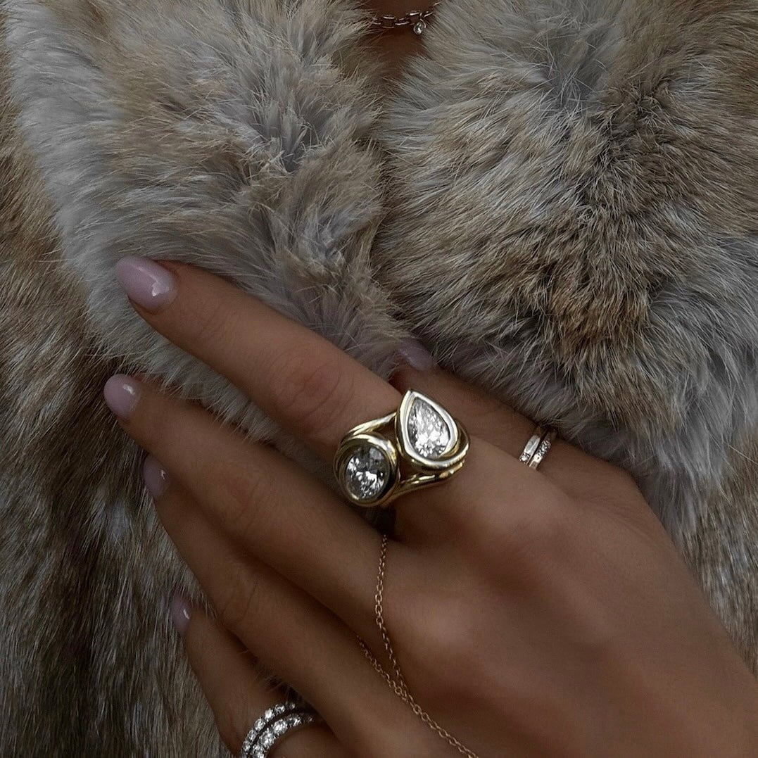 Enigma Water Drop Diamond Ring by Logan Hollowell Jewelry