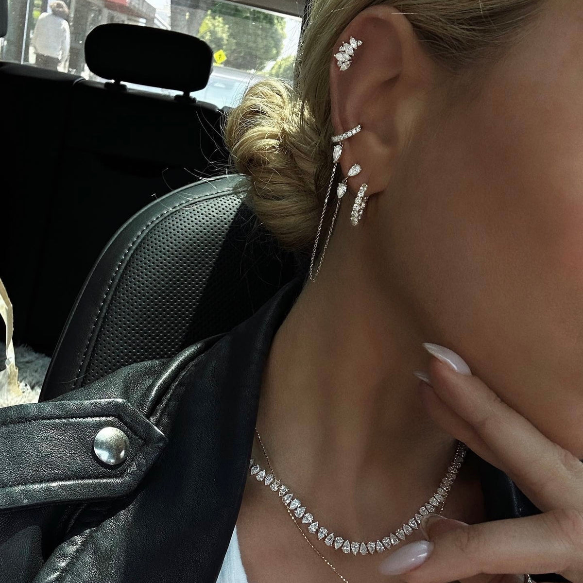 Water Drop Diamond Cuff Earring by Logan Hollowell Jewelry
