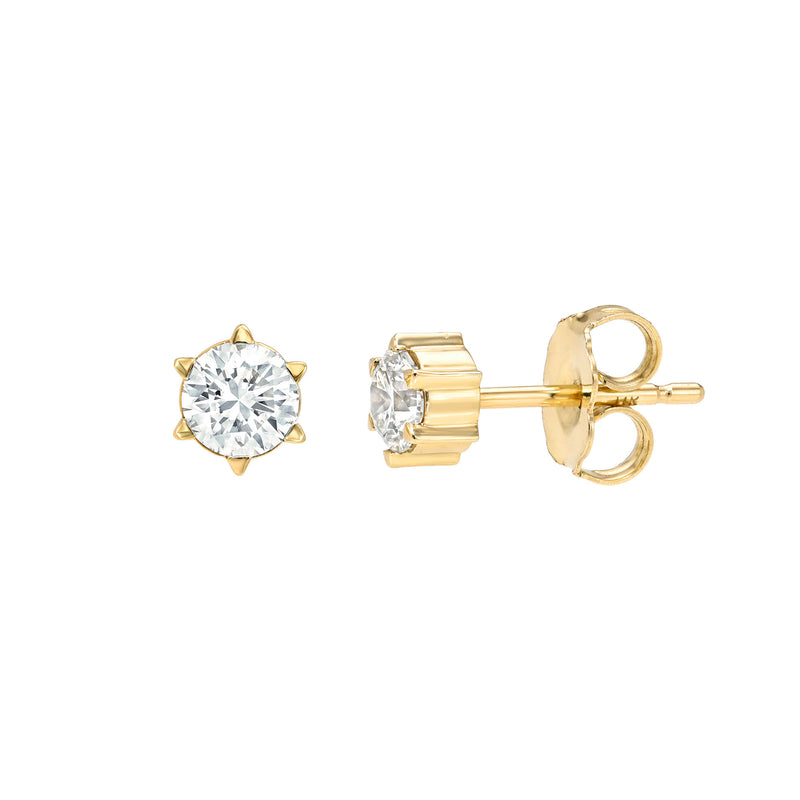 Solar Flare Diamond Stud Earrings by Logan Hollowell Jewelry