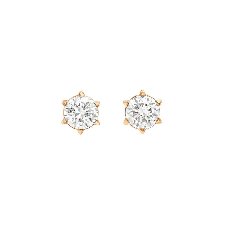 Solar Flare Diamond Stud Earrings Rose Gold Pair by Logan Hollowell Jewelry