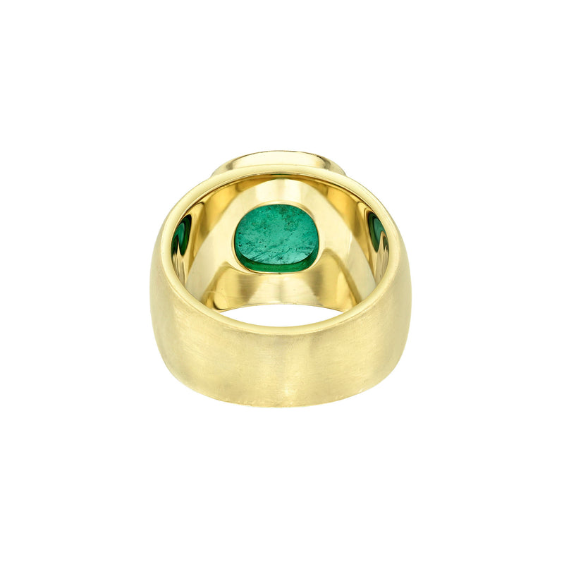 Cabochon Emerald Signet Ring by Logan Hollowell Jewelry