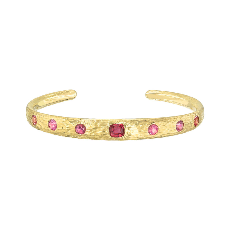 Queen Rose Spinel Cuff Yellow Gold by Logan Hollowell Jewelry