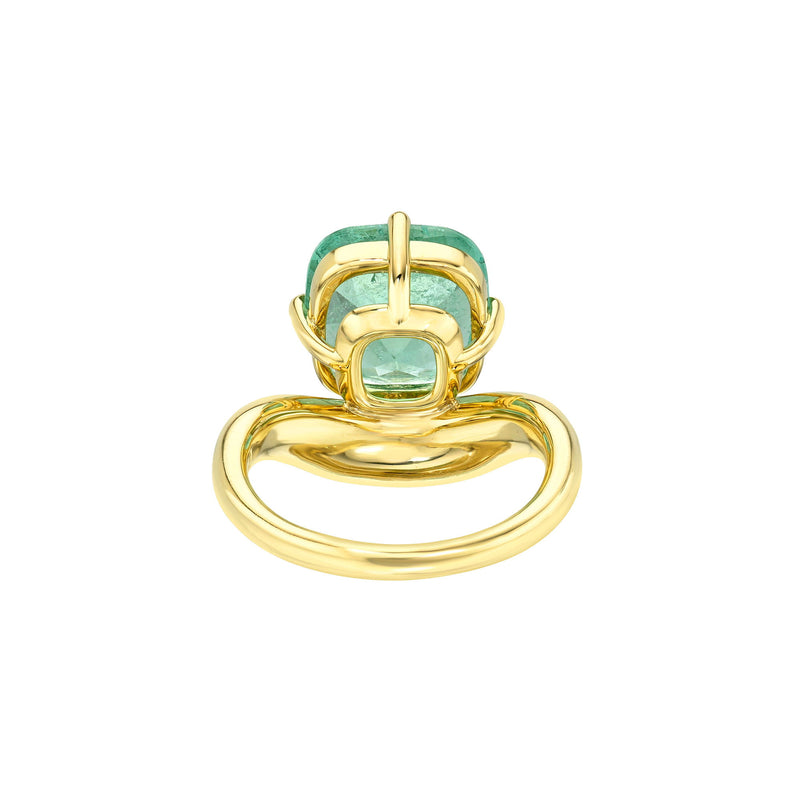 Floating Enigma Emerald Cushion Ring by Logan Hollowell Jewelry