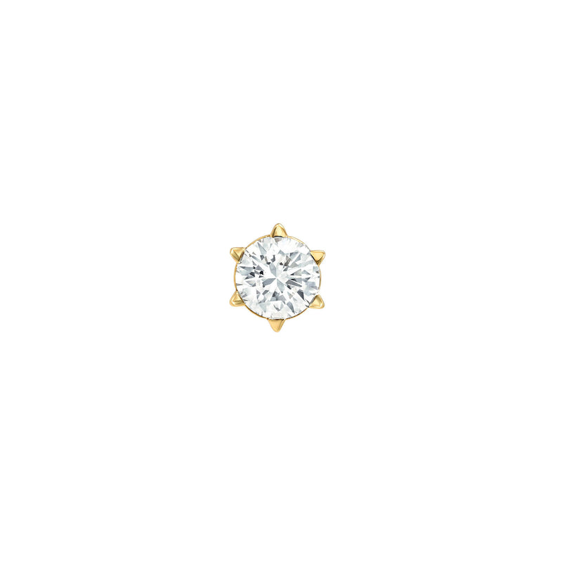 Solar Flare Diamond Stud Earrings Yellow Gold Single by Logan Hollowell Jewelry