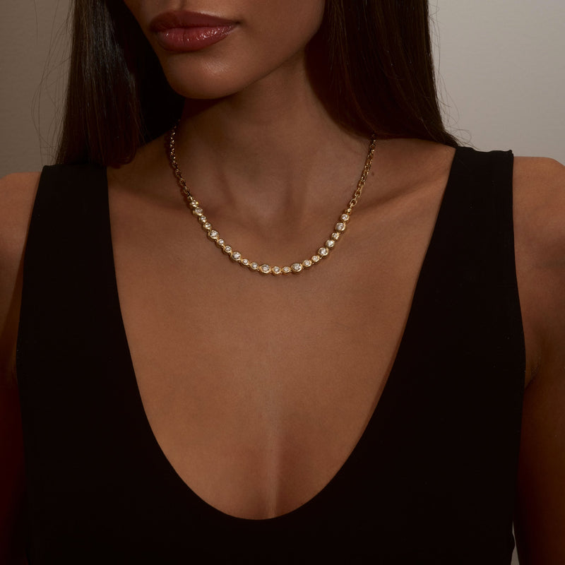 Diamond Bubble Link Necklace by Logan Hollowell Jewelry