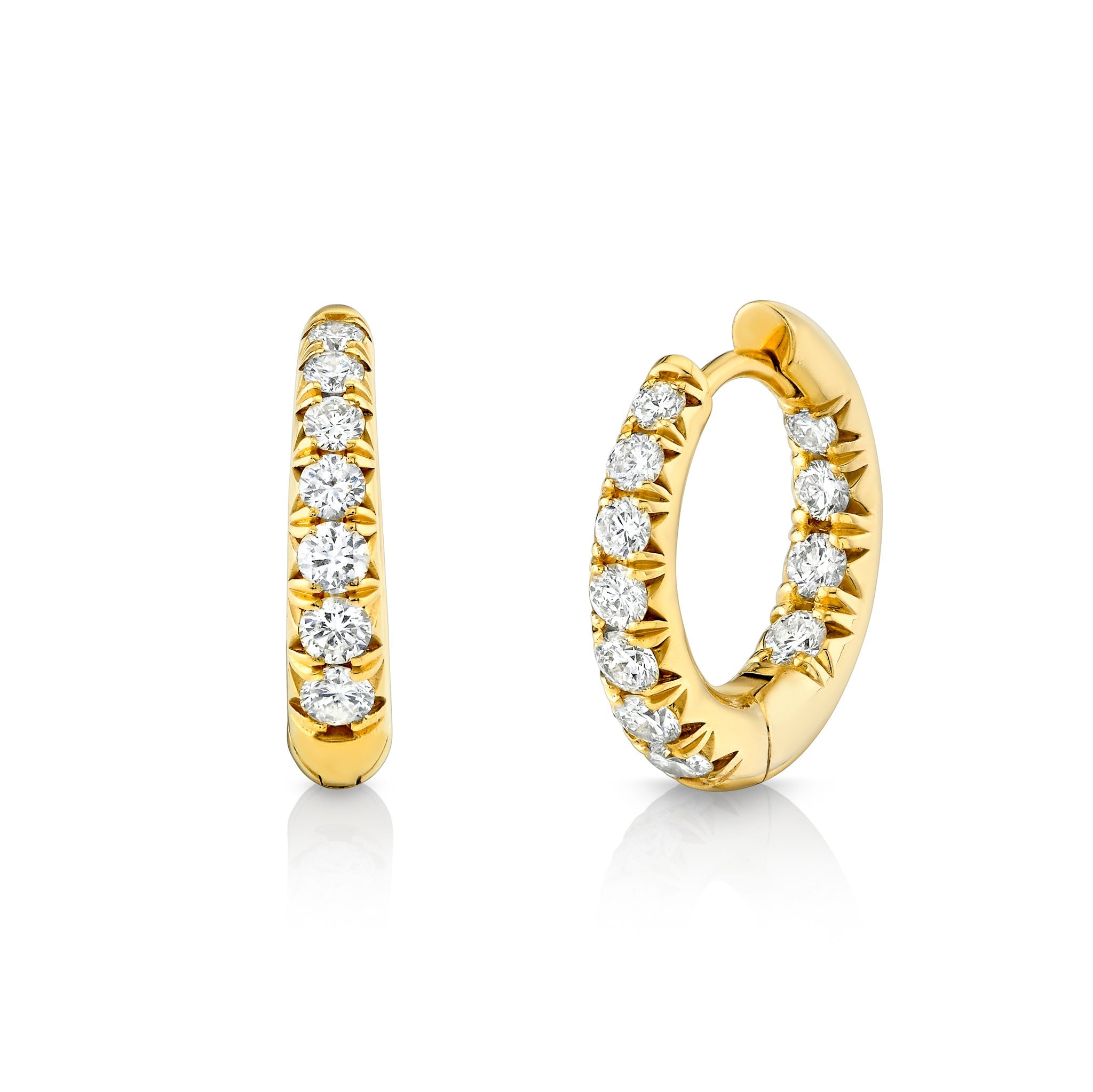 Graduated French Pave Diamond Hoops | Ready to Ship Yellow Gold by Logan Hollowell Jewelry