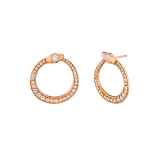 Graduated French Pave Kundalini Hoop Studs Rose Gold   by Logan Hollowell Jewelry
