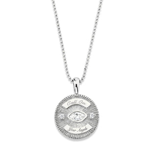 Call On Your Angels Diamond Angel Eye Coin Necklace White Gold 14"-15" Adjustable Length Natural by Logan Hollowell Jewelry