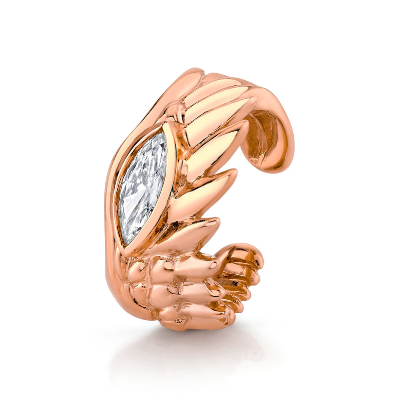 Diamond Angel Eye Wing Ear Cuff Rose Gold by Logan Hollowell Jewelry