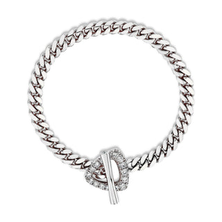 Pavé Diamond Trillion Toggle Bracelet 6.5" White Gold  by Logan Hollowell Jewelry