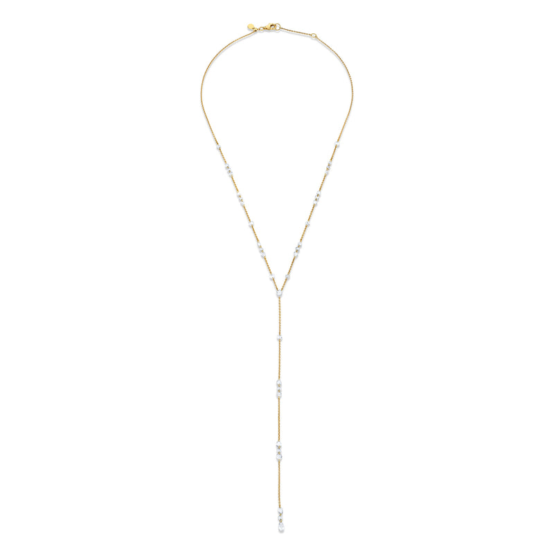 Petite Eau de Rose Cut Iris Lariat Yellow Gold by Logan Hollowell Jewelry