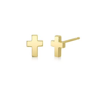 Mini Cross Stud | Ready to Ship Yellow Gold   by Logan Hollowell Jewelry