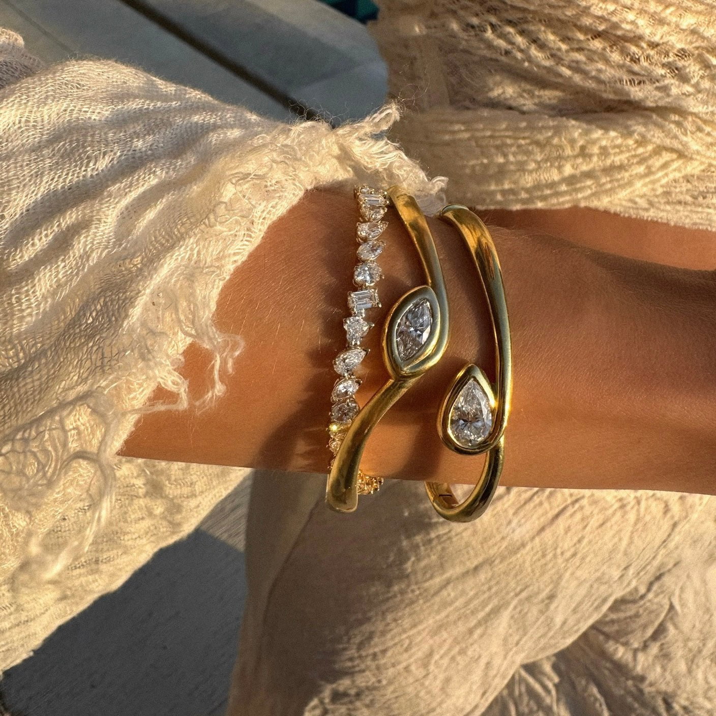 Enigma Water Drop Diamond Bracelet by Logan Hollowell Jewelry