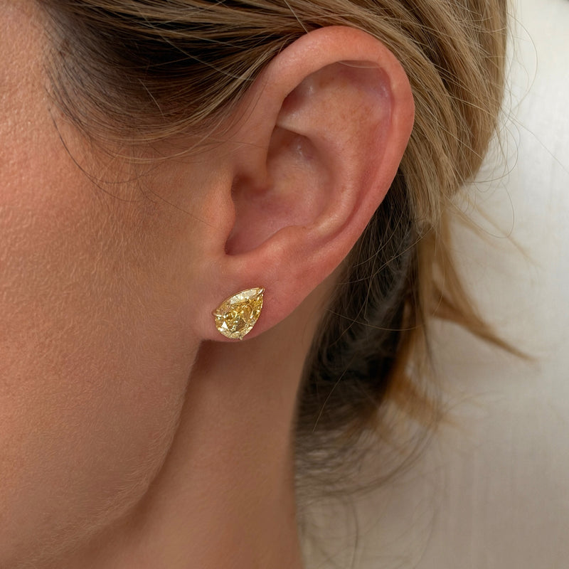 Water Drop Yellow Diamond Martini Studs by Logan Hollowell Jewelry