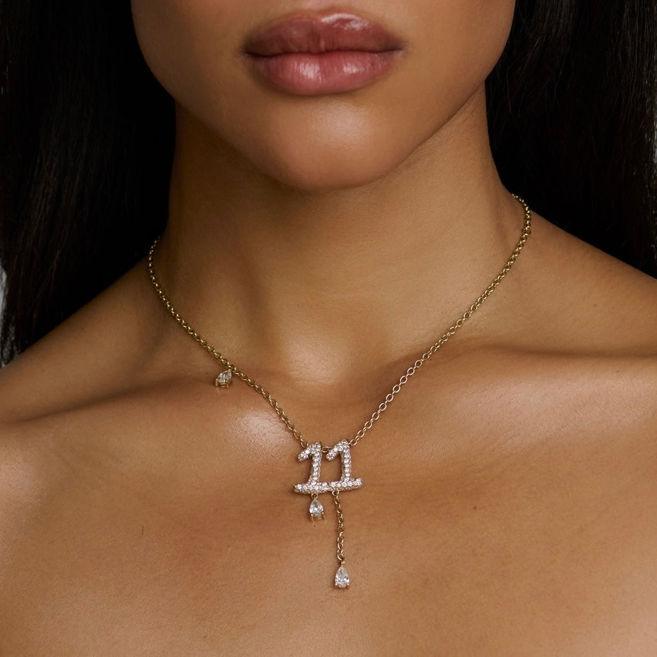 11 Pavé Diamond Numerology Necklace by Logan Hollowell Jewelry