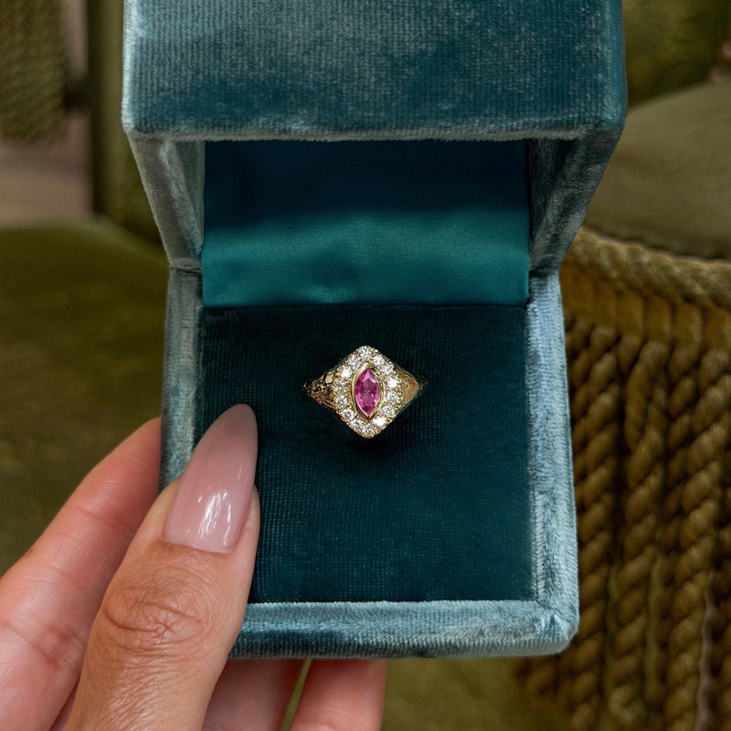 Petal Queen Signet Pink Sapphire Ring by Logan Hollowell Jewelry