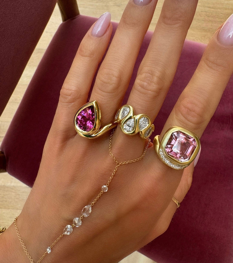 Enigma Diamond Reverse Water Drop Ring by Logan Hollowell Jewelry