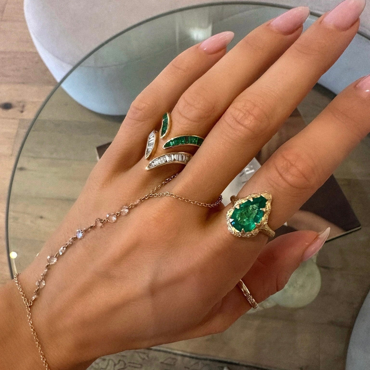 Baguette Diamond Tusk Ring by Logan Hollowell Jewelry