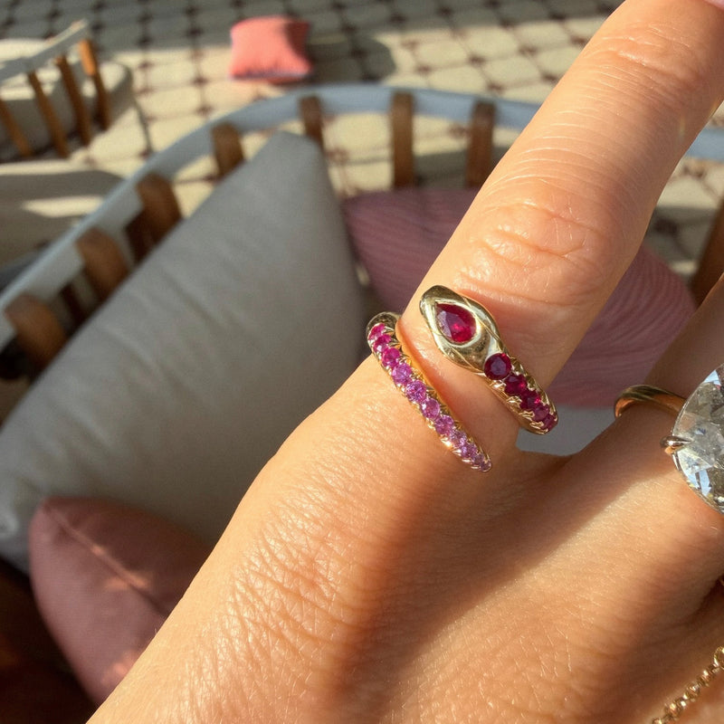 Kundalini Pink Sapphire Ombré Coil Ring by Logan Hollowell Jewelry