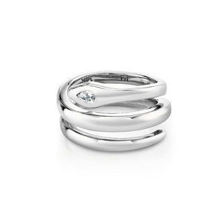 Triple Coil Kundalini Ring White Gold 2  by Logan Hollowell Jewelry