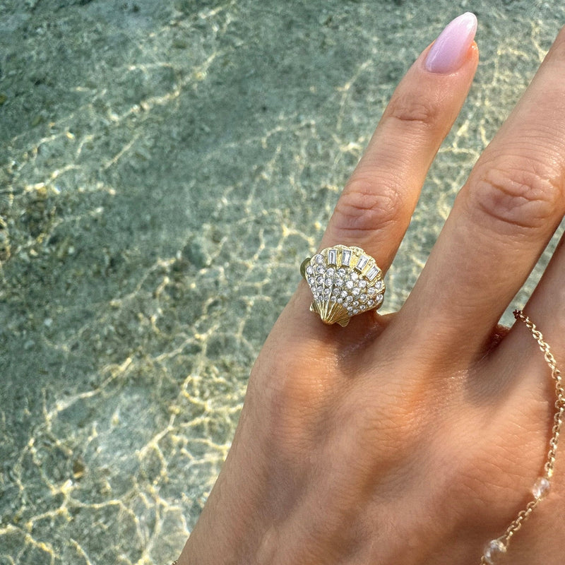 Diamond Shell Ring by Logan Hollowell Jewelry